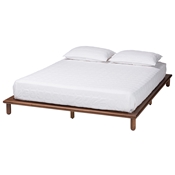 Baxton Studio Alivia Mid-Century Modern Walnut Brown Finished Wood Queen Size Bed Frame